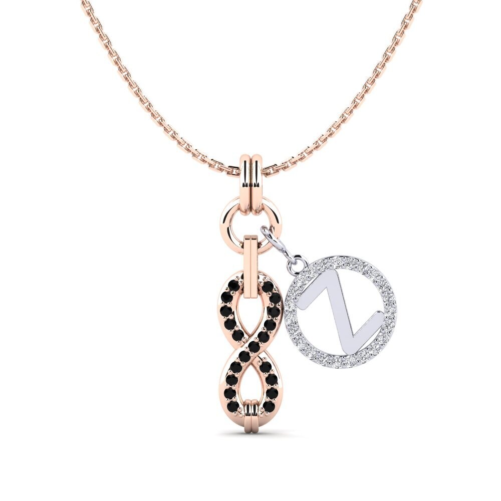 9ct Rose & White Gold Black Onyx Women's Pendant Panggih - Z