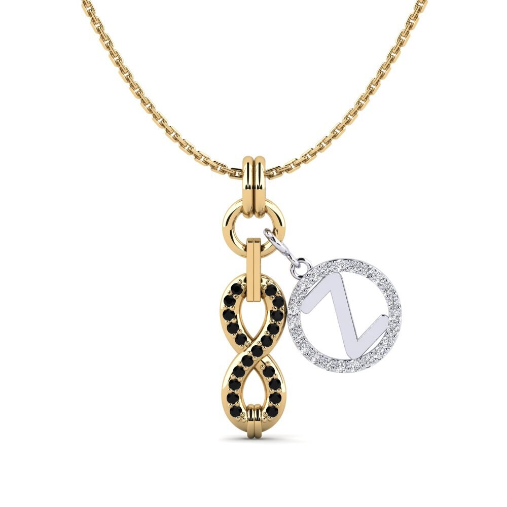 9ct Yellow & White Gold Black Onyx Women's Pendant Panggih - Z