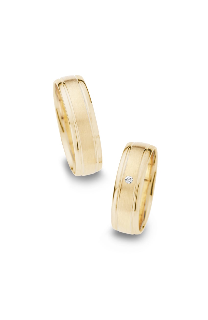 Or Jaune 18k Bague de Mariage Unique Love