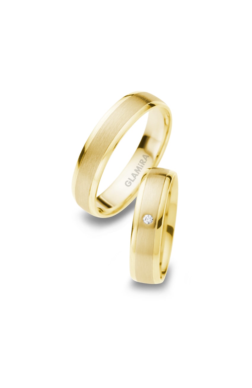 Or Jaune 18k Bague de Mariage Unique Glory