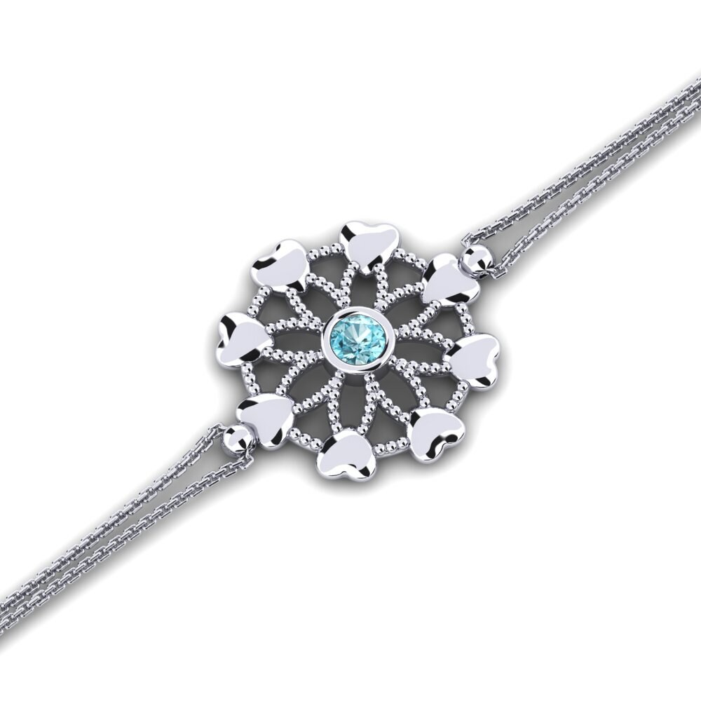 White Silver Blue Zircon Women's Bracelet Cibel