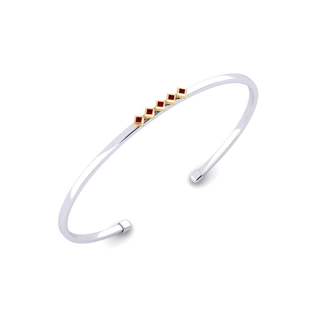 9ct White & Yellow Gold Red Zirconia Women's Bracelet Otiose