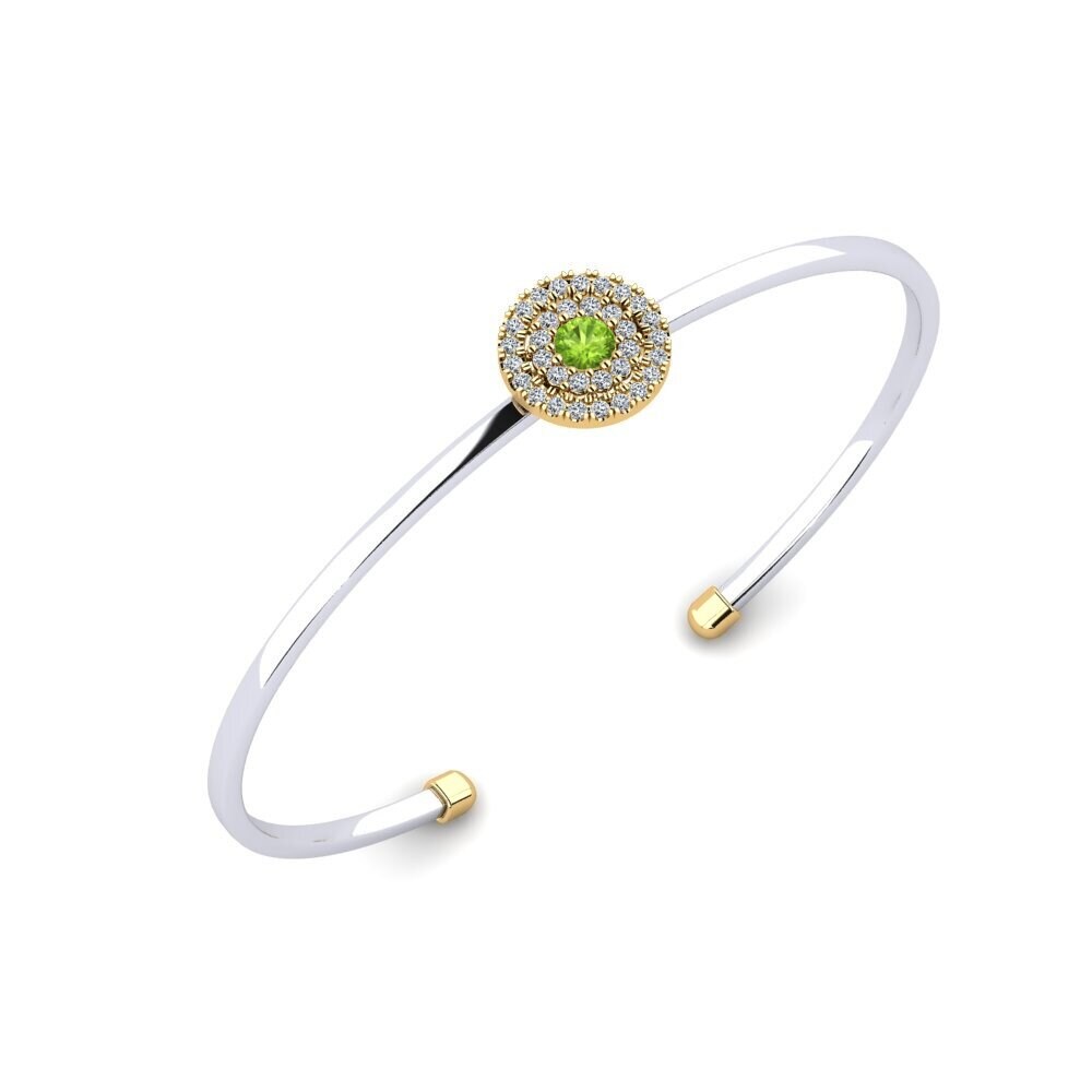 9ct White & Yellow Gold Peridot Women's Bracelet Outgas