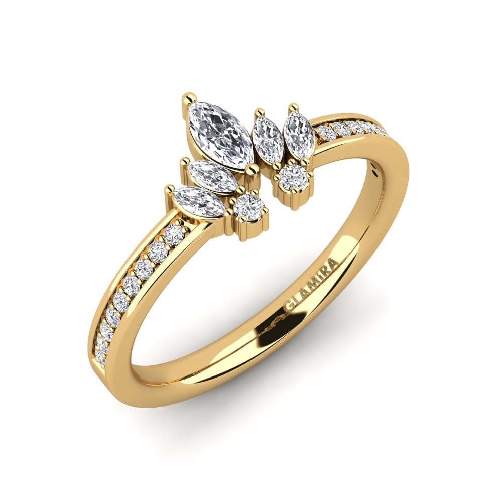 14k Oro Amarillo Marquesa Anillo de compromiso Lesoni
