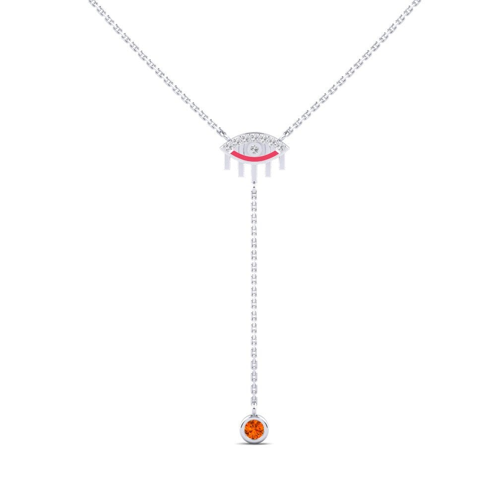 Plata 925 Zafiro Naranja Collar de Mujer Anuenue
