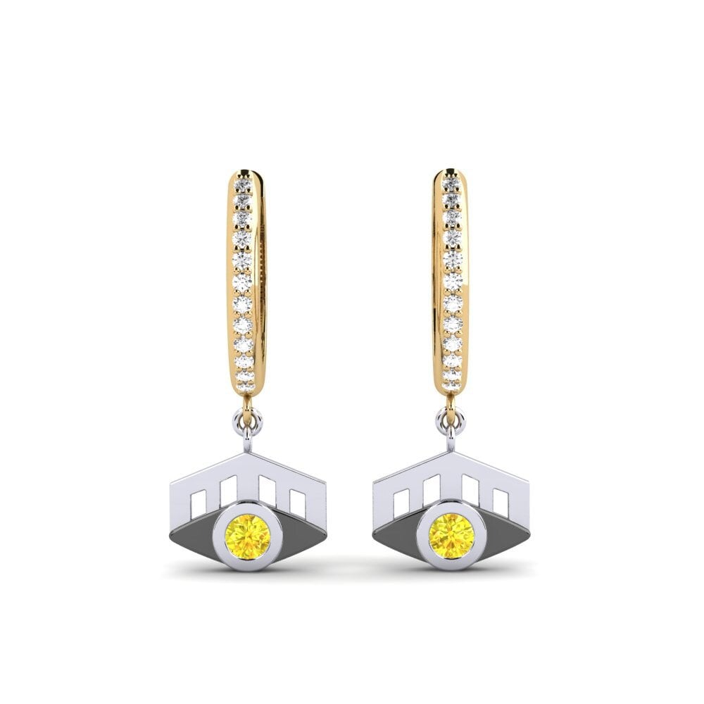 14ct Yellow / White Gold Yellow Sapphire Women's Earring Arrivederci