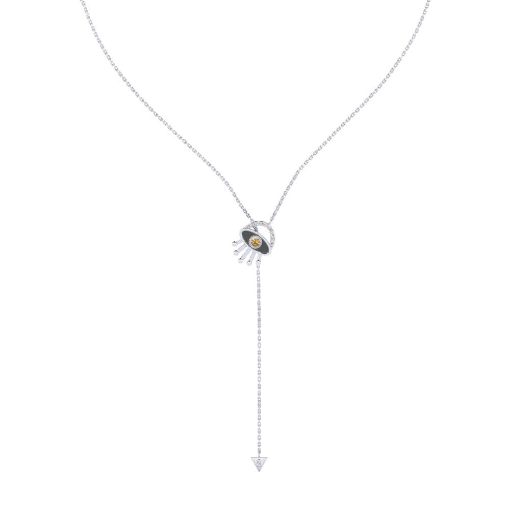 Plata 925 Diamante café Collar de Mujer Cunda