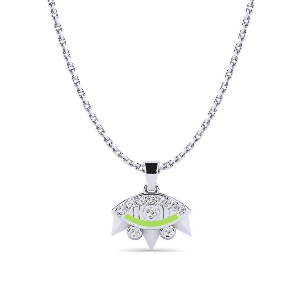 14k Oro Blanco Diamante Colgante de Mujer Elikhanyayo