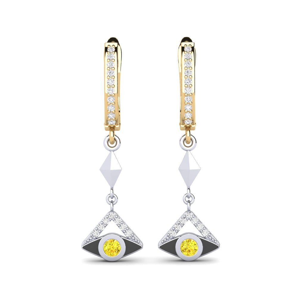 14ct Yellow / White Gold Yellow Sapphire Women's Earring Epico