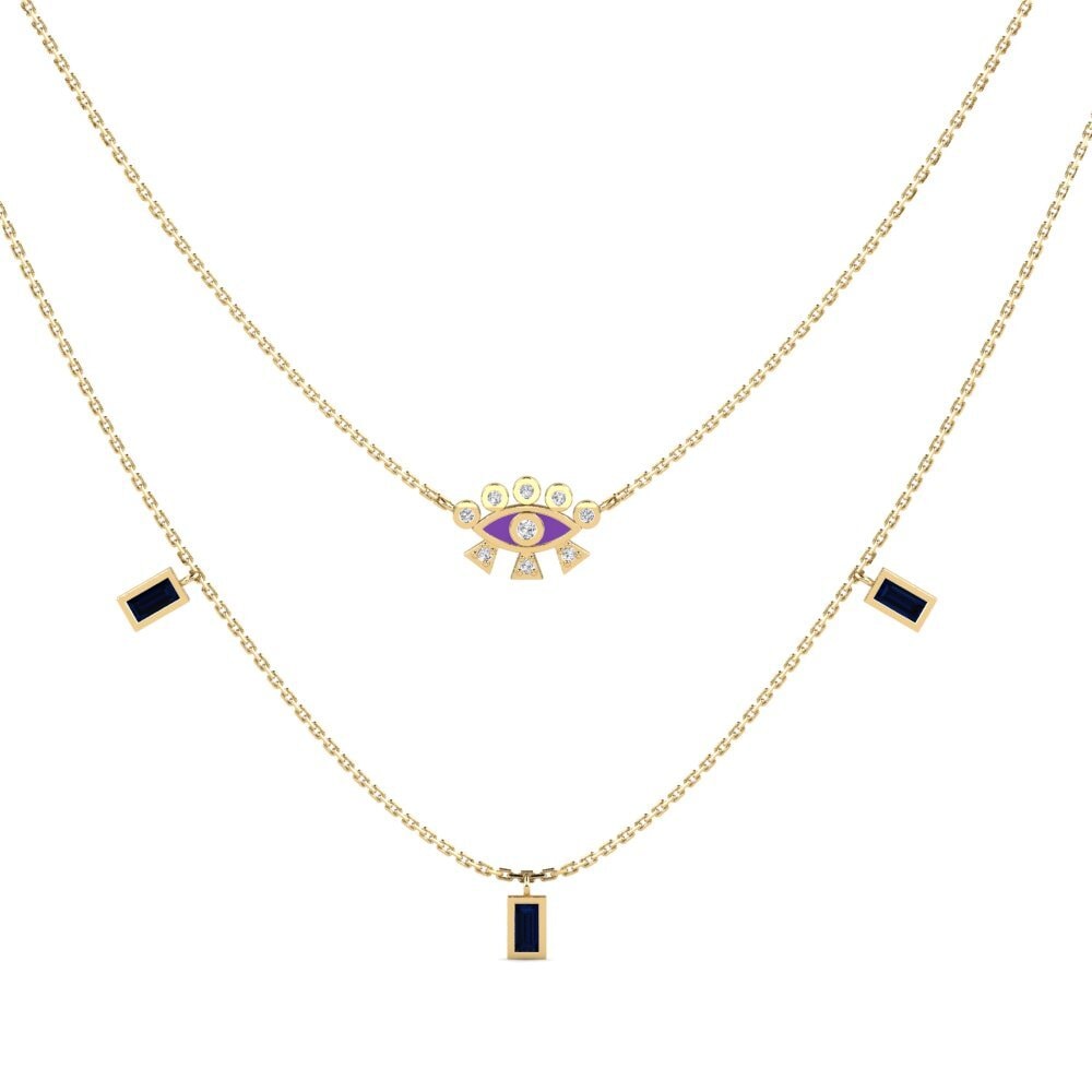 14k Oro Amarillo Zafiro Collar de Mujer Gagae