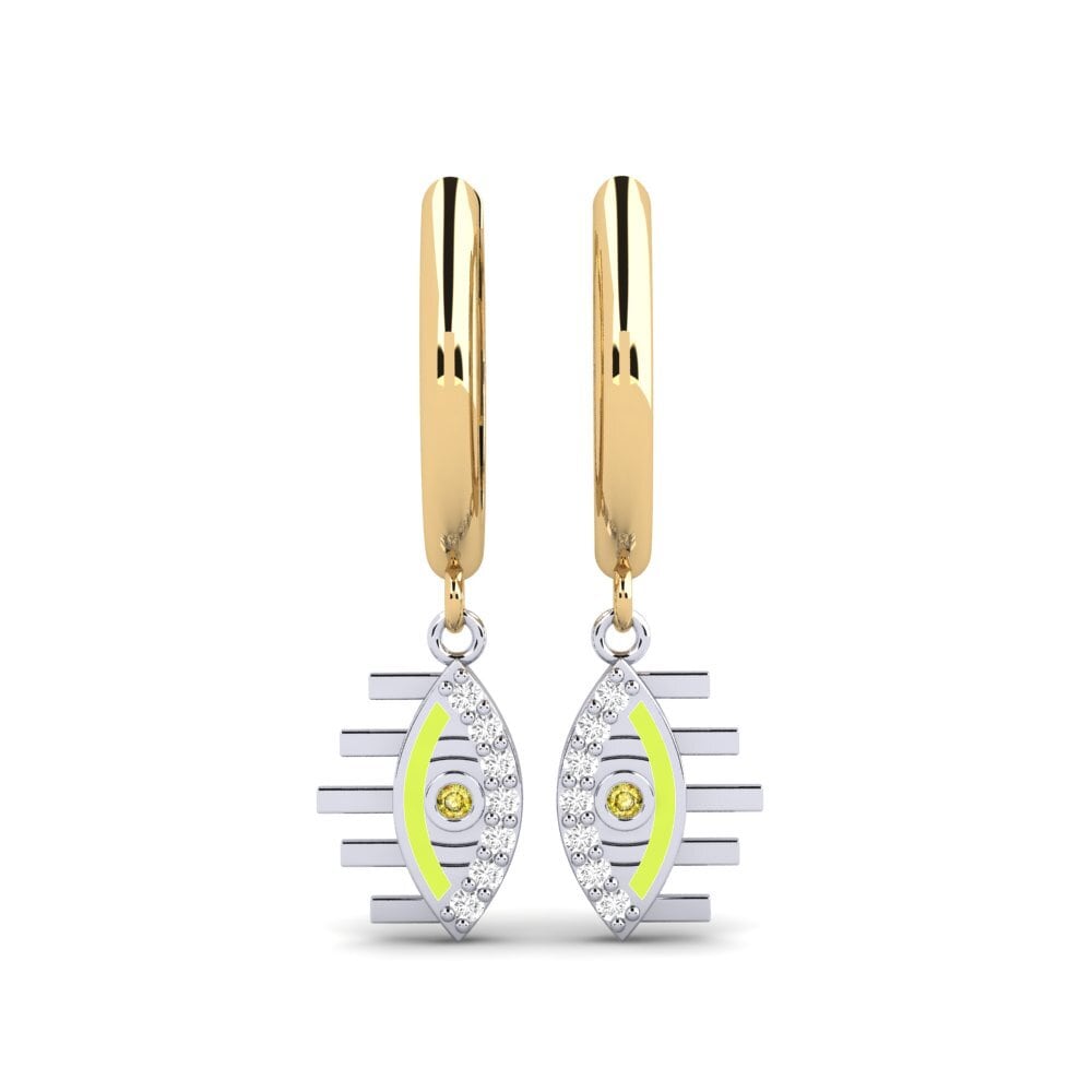14ct Yellow / White Gold Yellow Sapphire Women's Earring Isihlangu