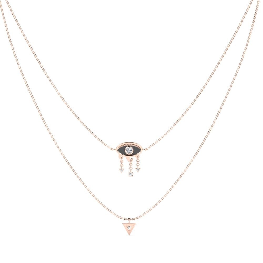14k Oro Rosa Moissanita Collar de Mujer Kaloma