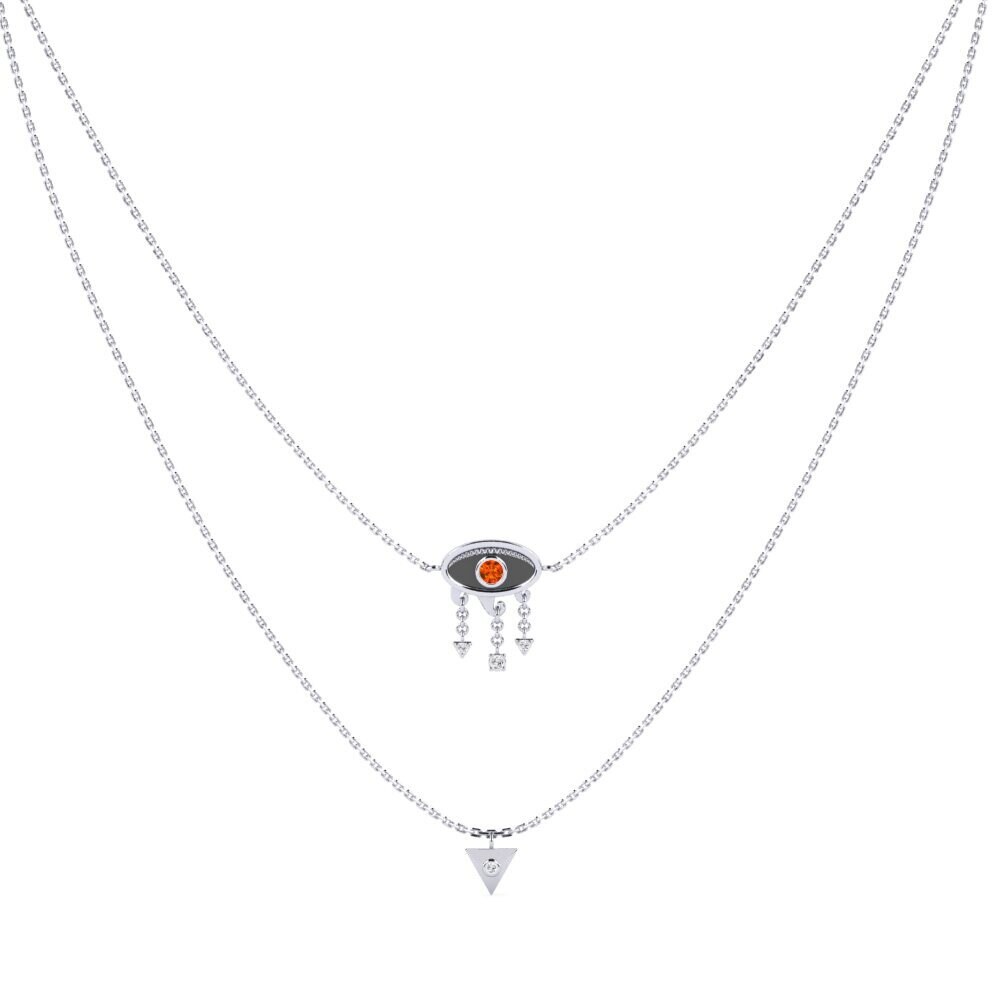 Plata 925 Zafiro Naranja Collar de Mujer Kaloma