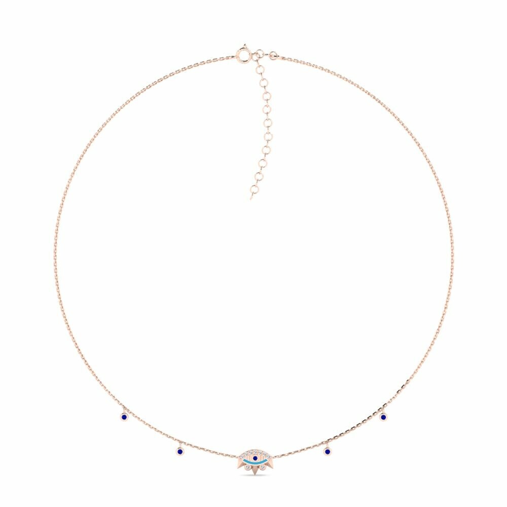 Vàng Hồng 9K Đá Sapphire Dây chuyền choker nữ Kiakite