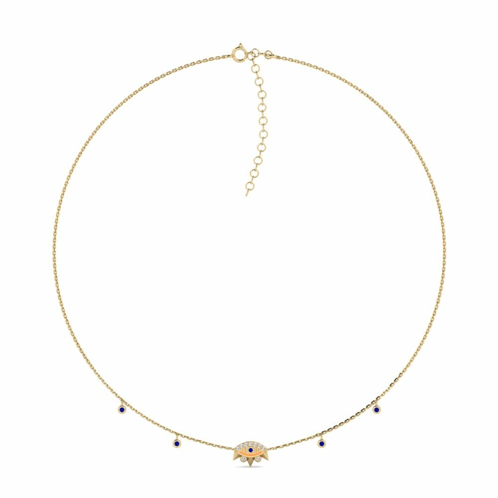 Vàng 9K Đá Sapphire Dây chuyền choker nữ Kiakite