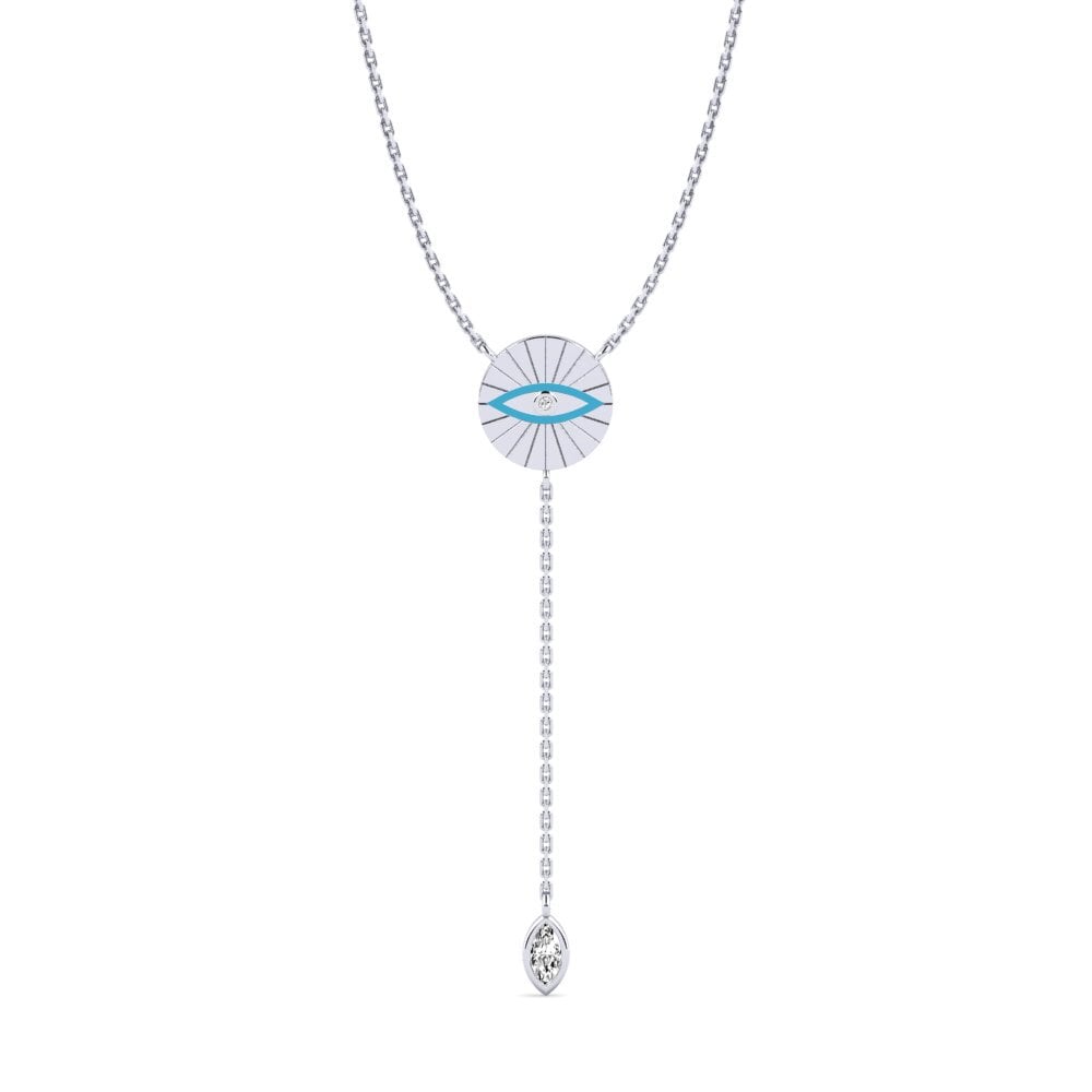14k Oro Blanco Moissanita Collar de Mujer Kumurika