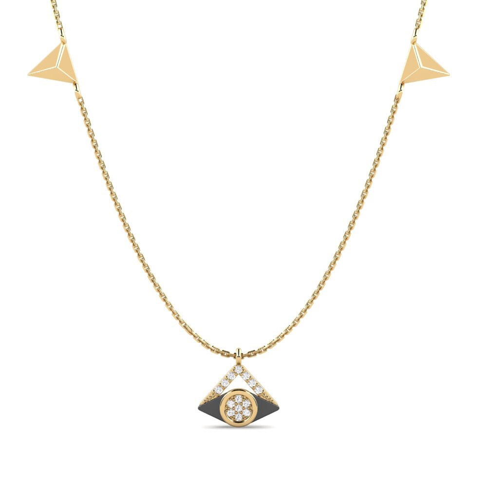 Evil Eye Evil Eye Necklaces Collection Macca 585 Yellow Gold with Black Rhodium White Sapphire