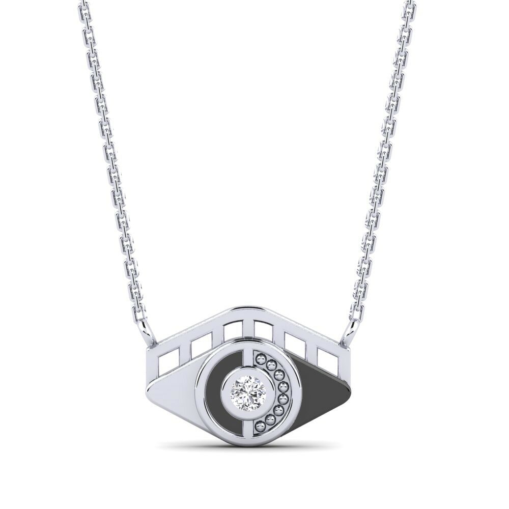 14k Oro Blanco Diamante Collar de Mujer Malagelove