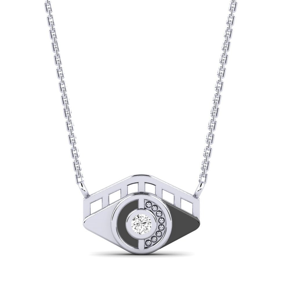 14k Oro Blanco Moissanita Collar de Mujer Malagelove