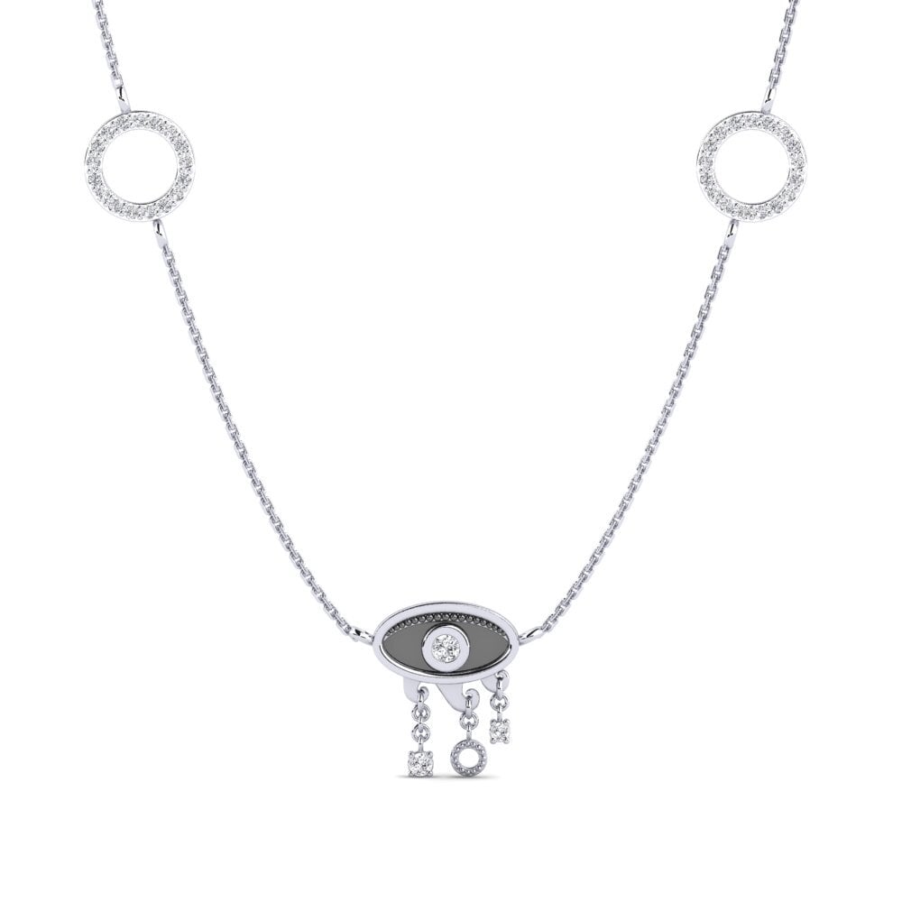 14k Oro Blanco Diamante Collar de Mujer Maturita