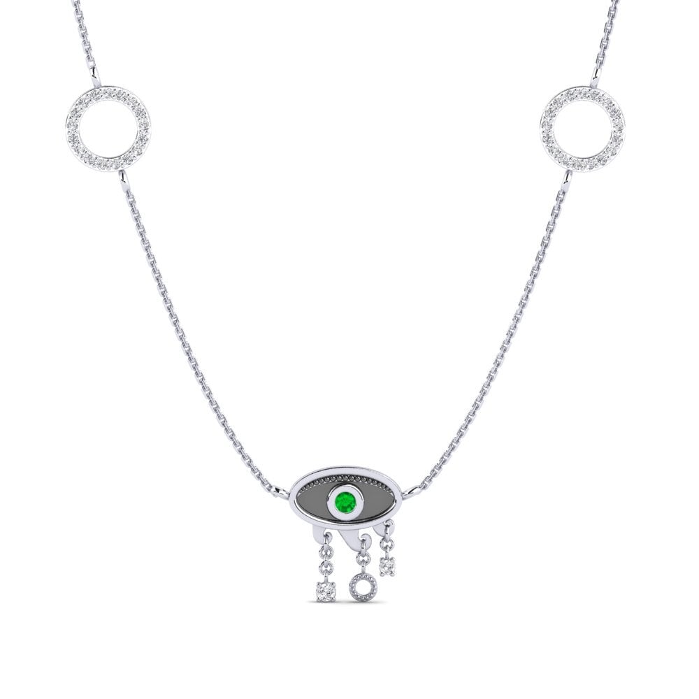 9k Oro Blanco Esmeralda Collar de Mujer Maturita