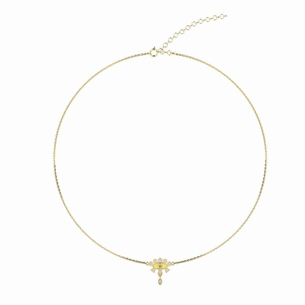 Vàng 9K Kim Cương Nâu Dây chuyền choker nữ Menua
