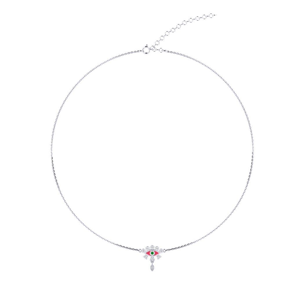 9k Oro Blanco Esmeralda Collar Gargantilla de Mujer Menua