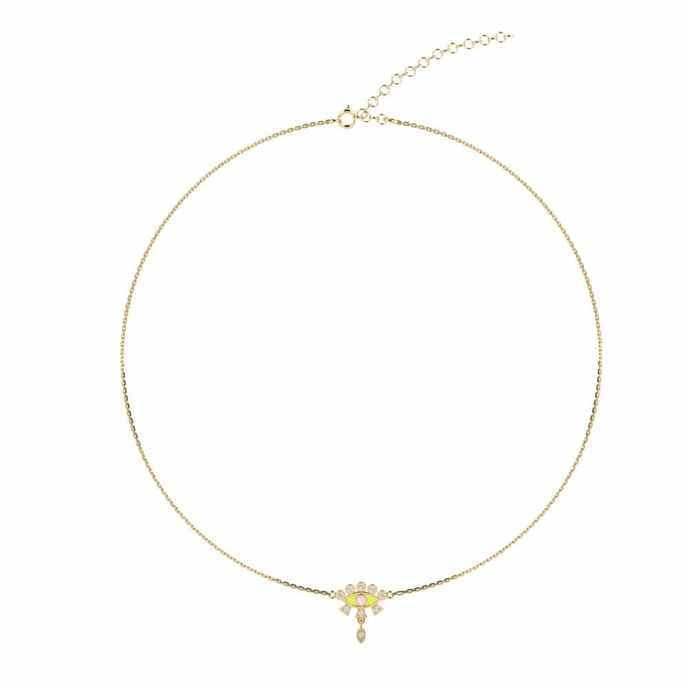 Vàng 9K Đá Sapphire Hồng Dây chuyền choker nữ Menua
