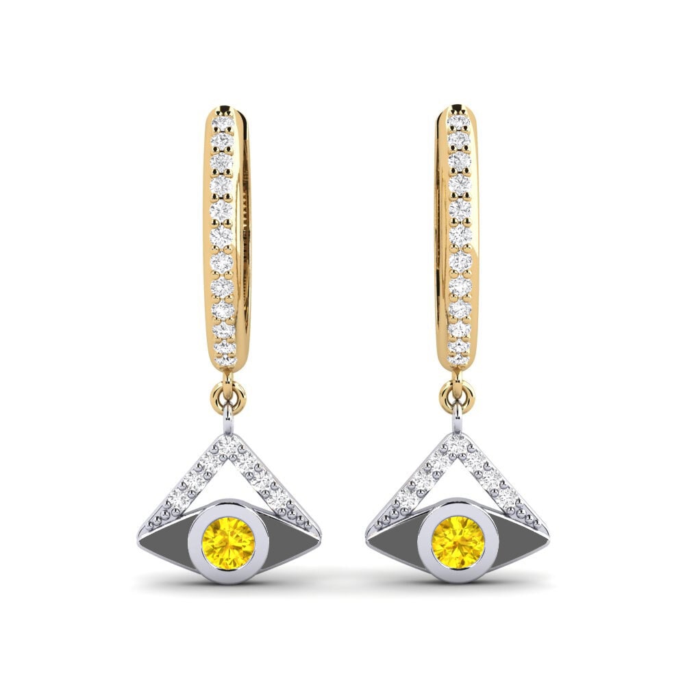 14ct Yellow / White Gold Yellow Sapphire Women's Earring Primavera