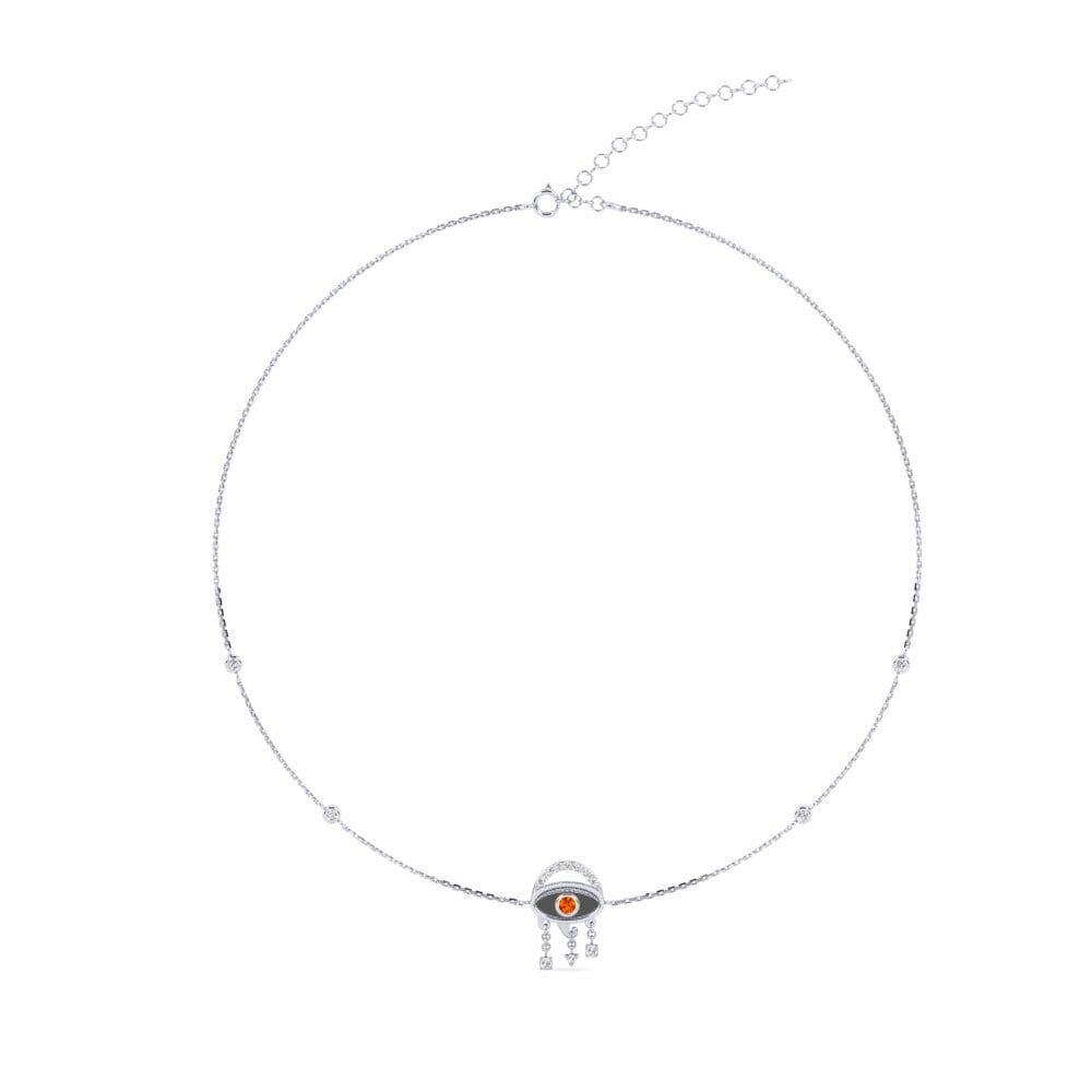 Plata 925 Zafiro Naranja Collar Gargantilla de Mujer Ragazzona