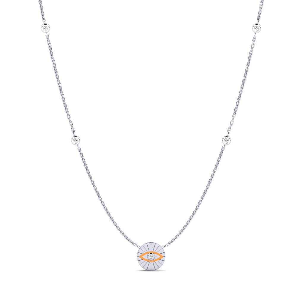 14k Oro Blanco Moissanita Collar de Mujer Terang