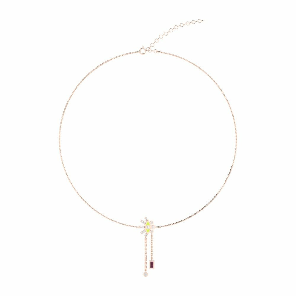 Vàng Hồng 9K Đá Rhodolite Dây chuyền choker nữ Tiosos