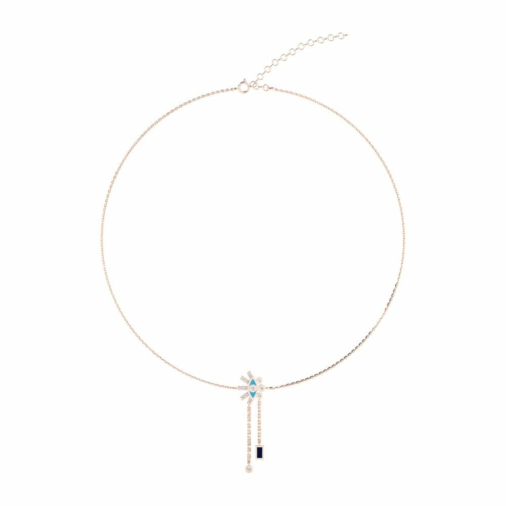 Vàng Hồng 9K Đá Sapphire Dây chuyền choker nữ Tiosos