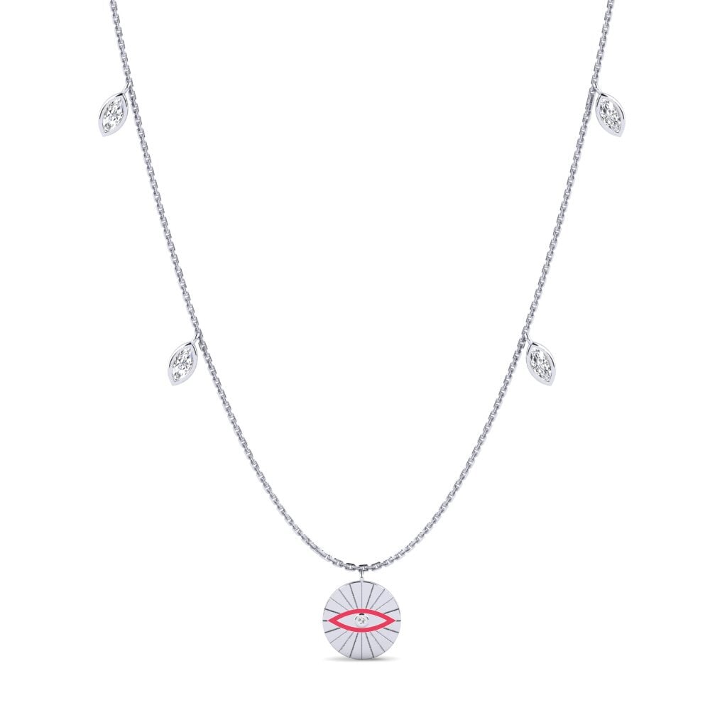 14k Oro Blanco Diamante Collar de Mujer Umnyama