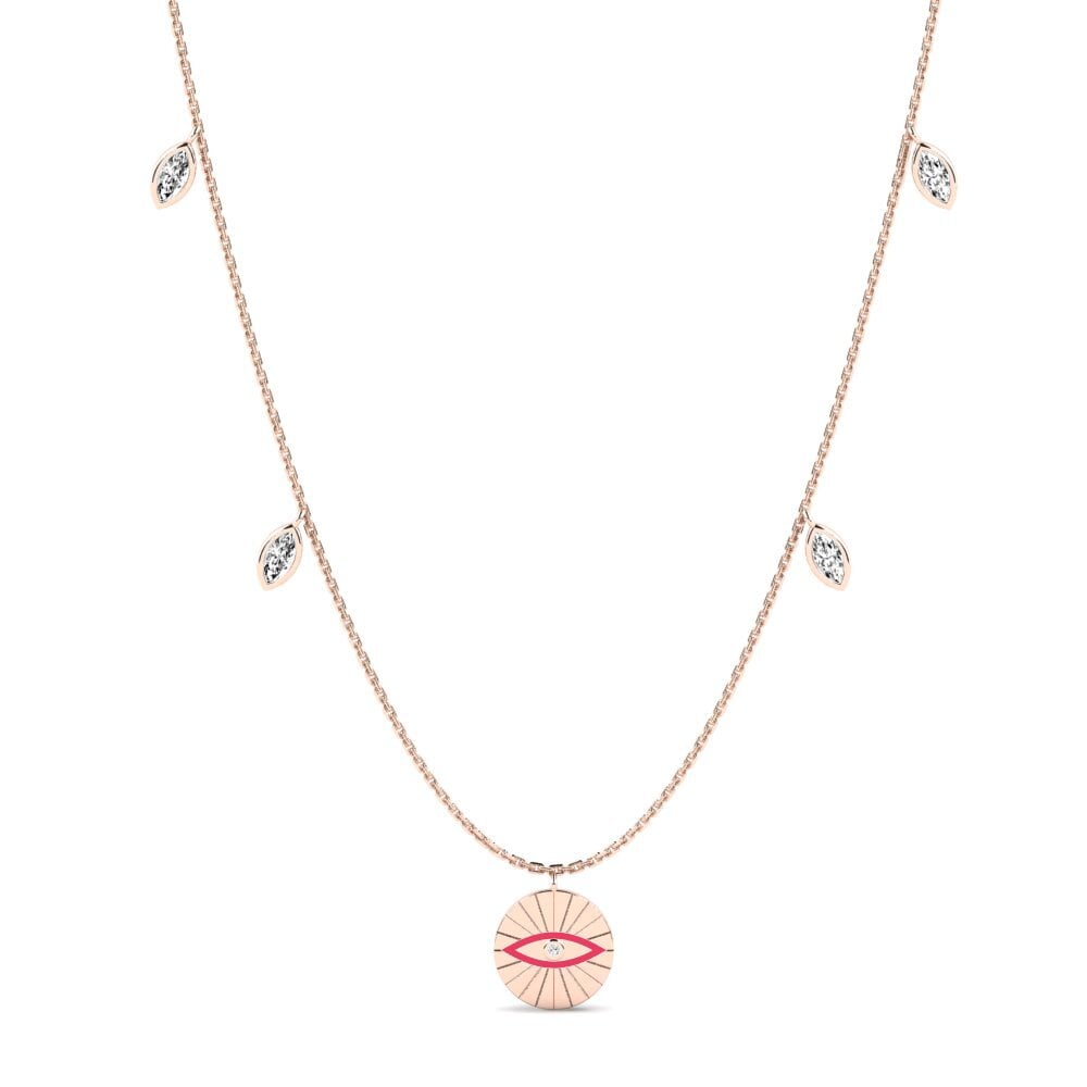 14k Oro Rosa Moissanita Collar de Mujer Umnyama