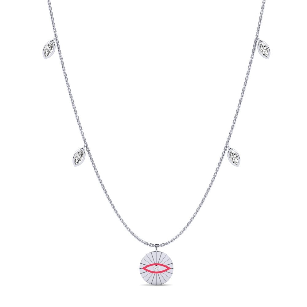14k Oro Blanco Moissanita Collar de Mujer Umnyama