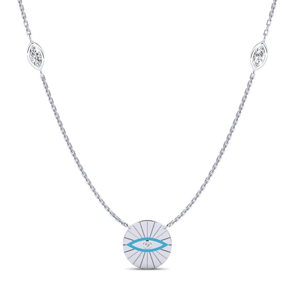14k Oro Blanco Diamante Collar de Mujer Veselka
