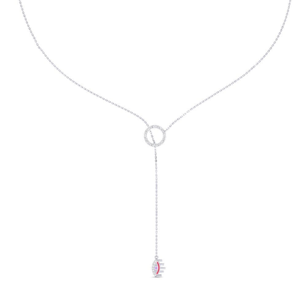 14k Oro Blanco Amatista Collar de Mujer Zien