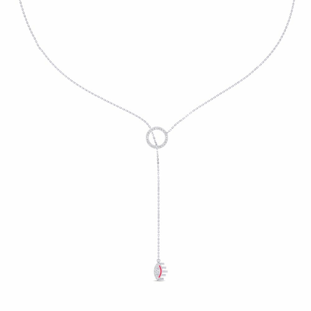 14k Oro Blanco Diamante Collar de Mujer Zien