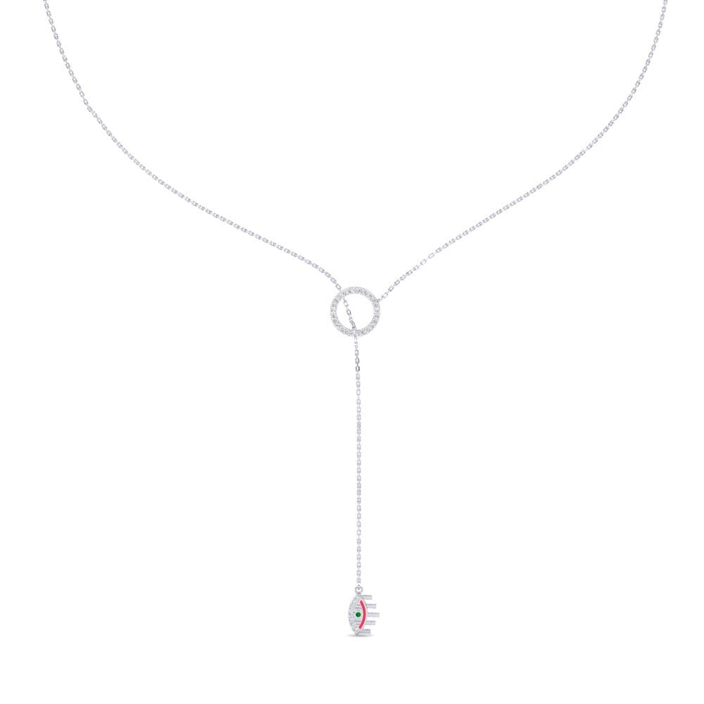 9k Oro Blanco Esmeralda Collar de Mujer Zien