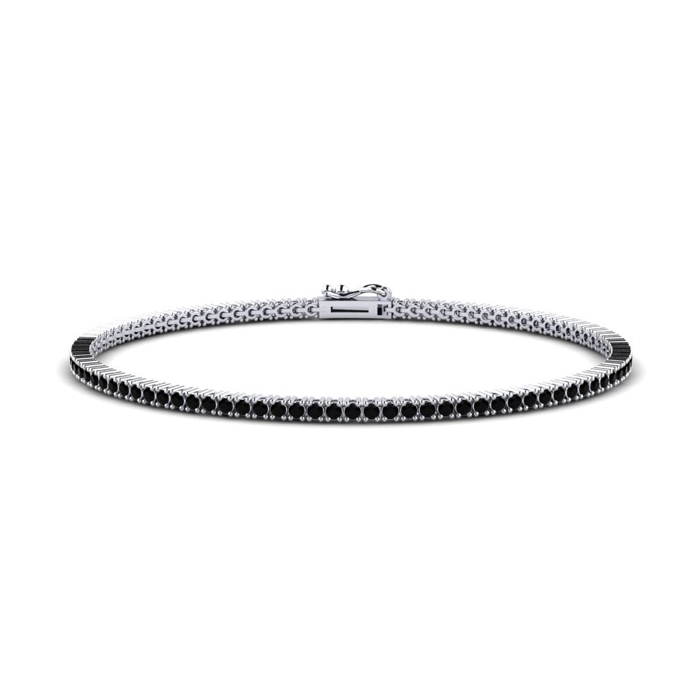 14ct White Gold Black Sapphire Men's Bracelet Szymon 2.0 mm