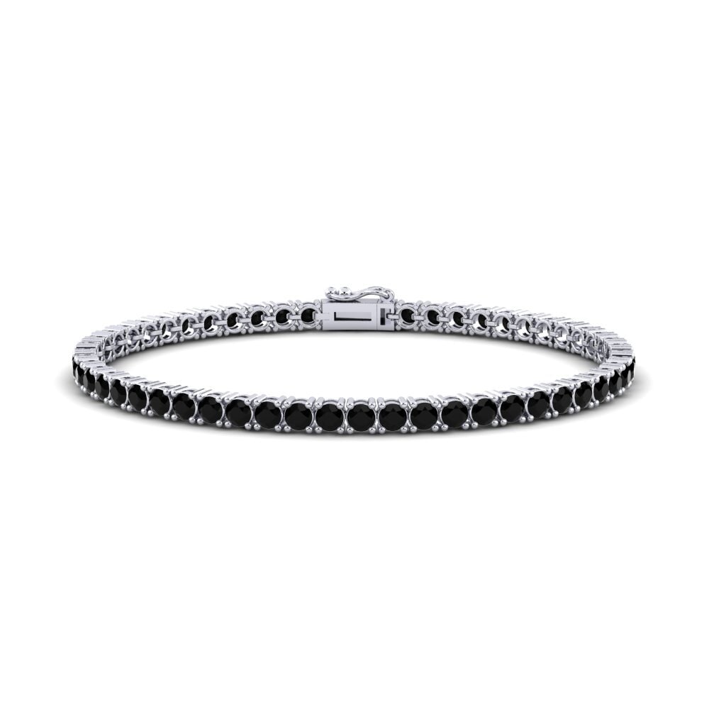 18ct White Gold Black Sapphire Men's Bracelet Szymon 3.5 mm