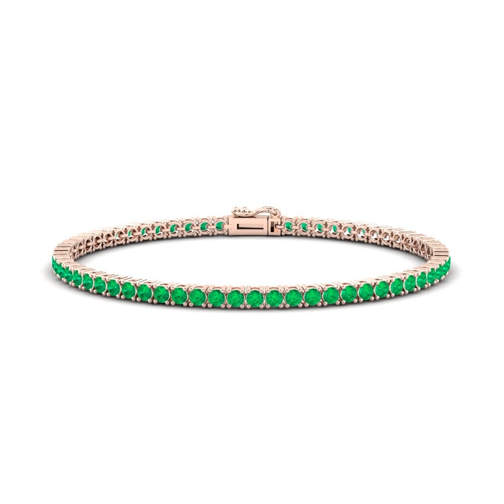 14ct Rose Gold Emerald Men's Bracelet Szymon 3.0 mm
