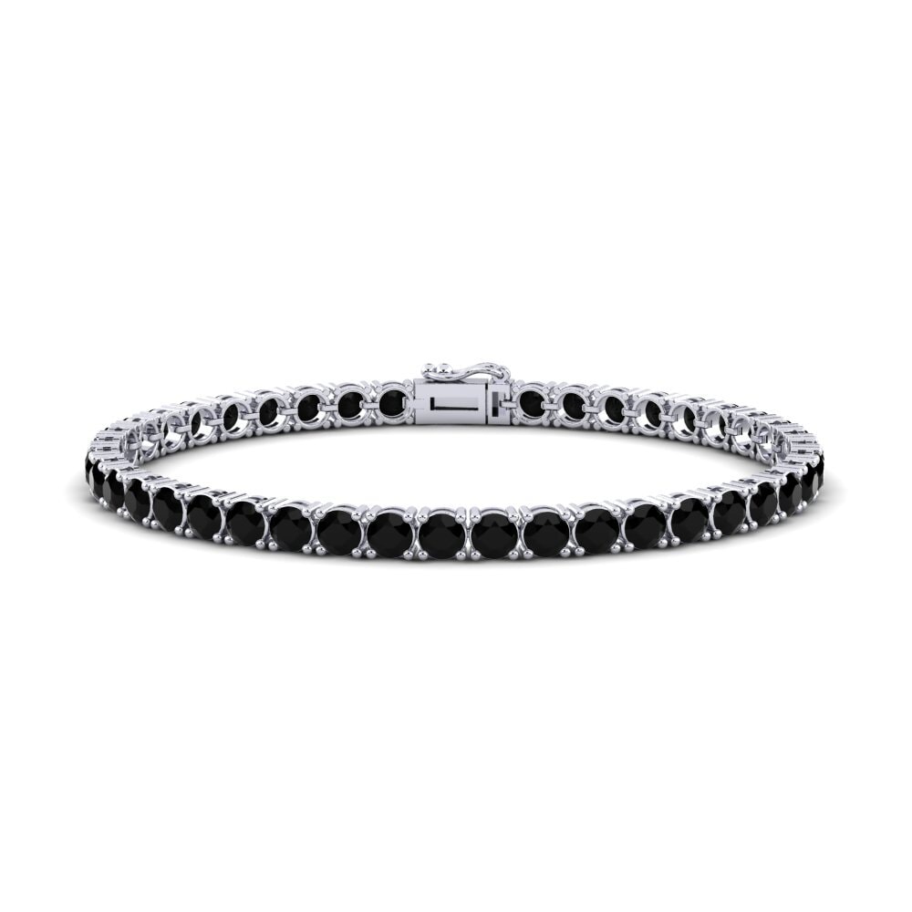 14ct White Gold Black Onyx Men's Bracelet Szymon 4.5 mm