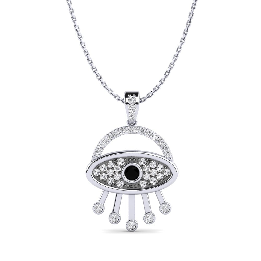 Plata 925 Diamante Negro Colgante de Mujer Ambizioso