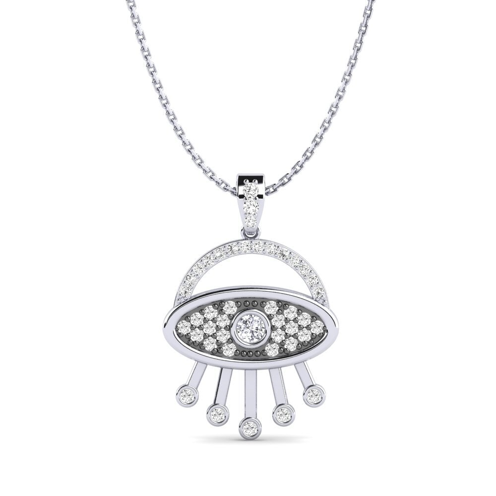 14k Oro Blanco Moissanita Colgante de Mujer Ambizioso