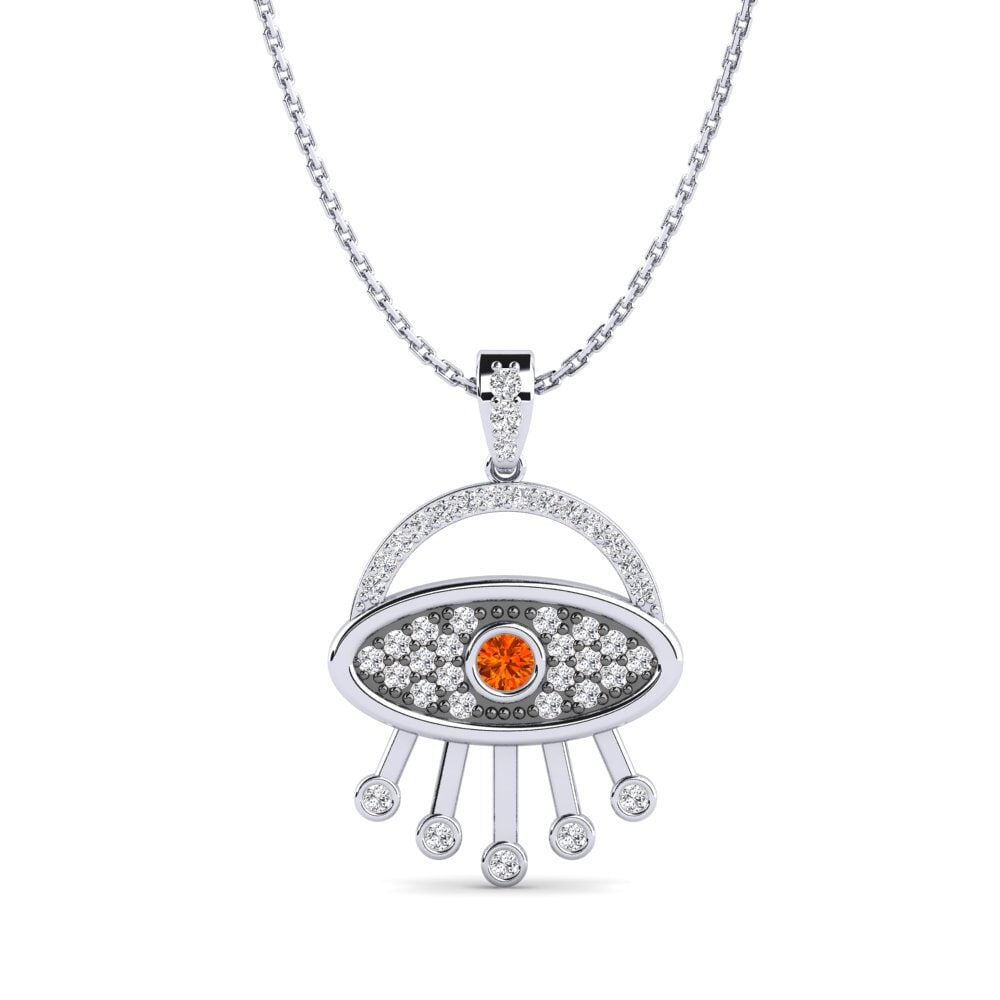 Plata 925 Zafiro Naranja Colgante de Mujer Ambizioso