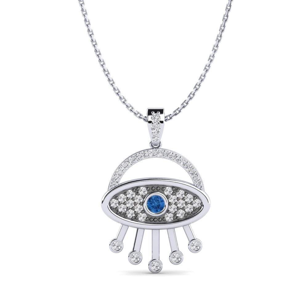 Plata 925 Circonita Azul Oscuro Colgante de Mujer Ambizioso