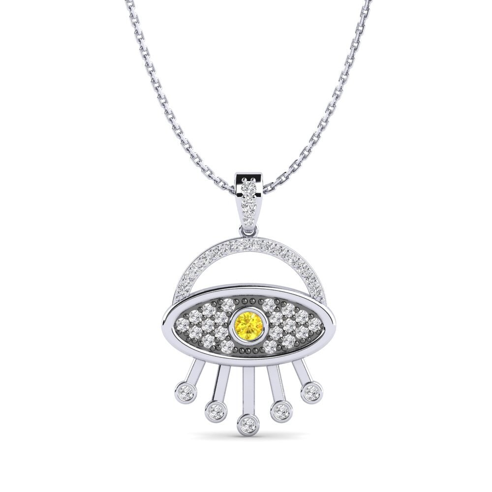 Plata 925 Zafiro amarillo Colgante de Mujer Ambizioso