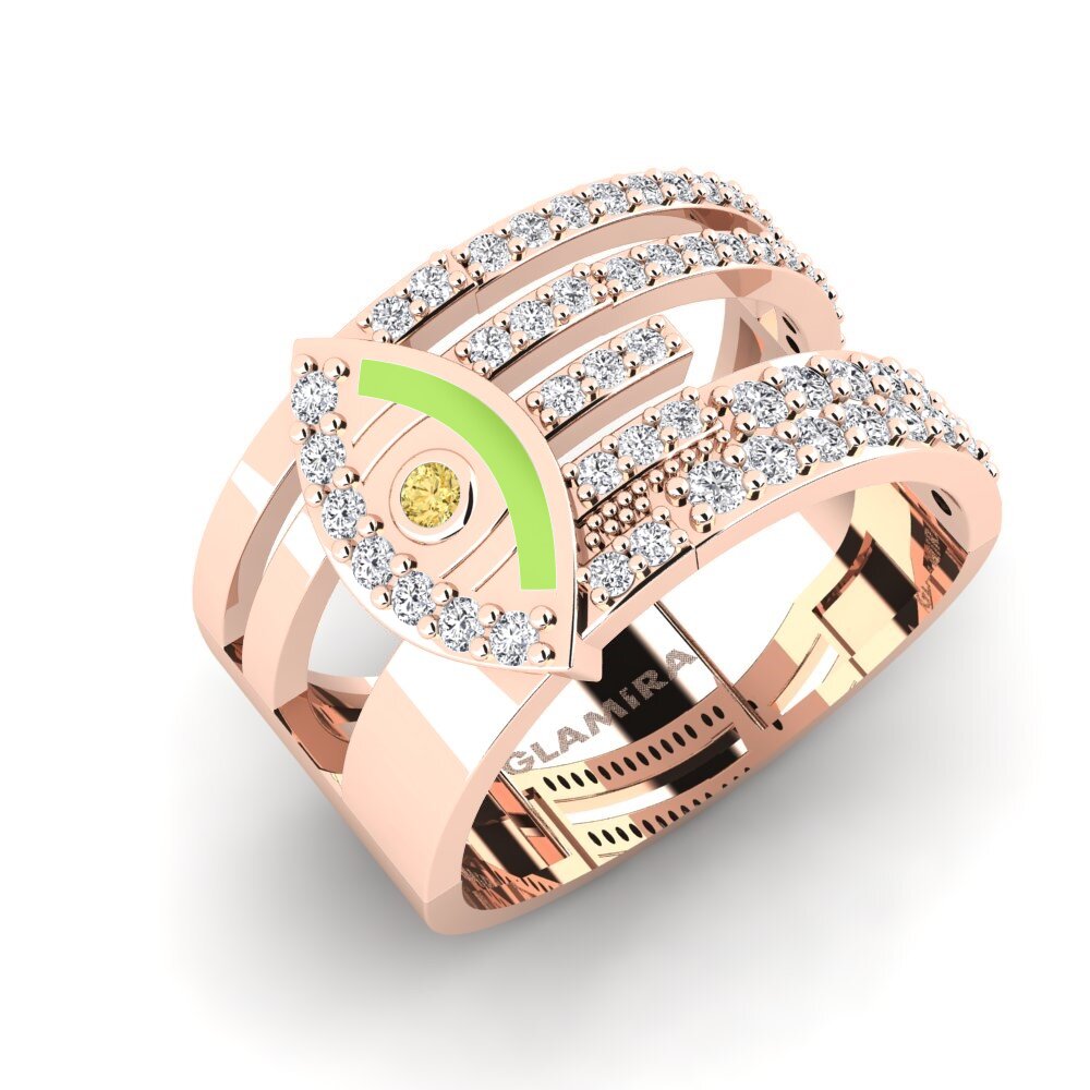 Diamante Amarillo Anillo Disgleirio